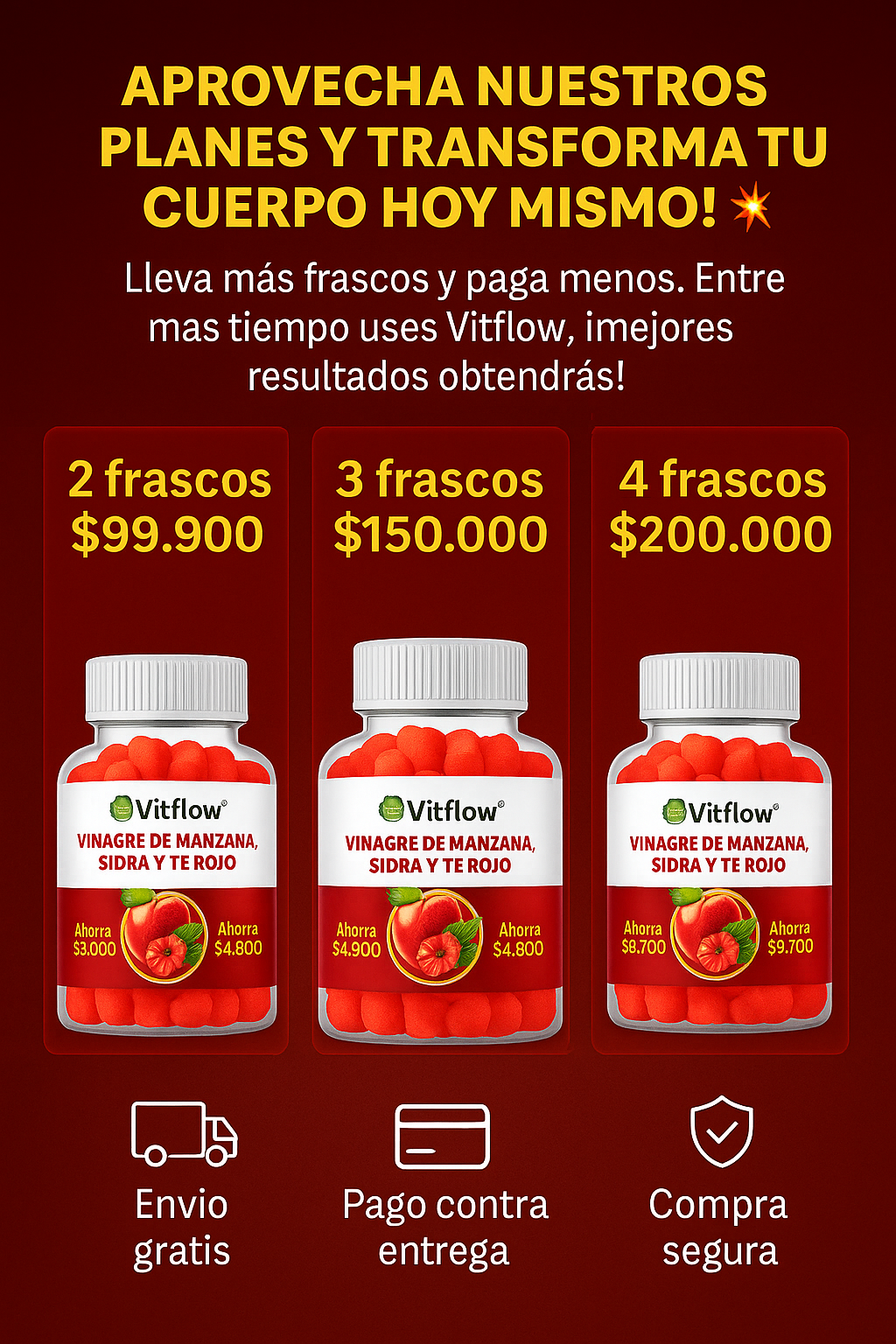 VitFlow™ - Gomitas de vinagre de Manzana.